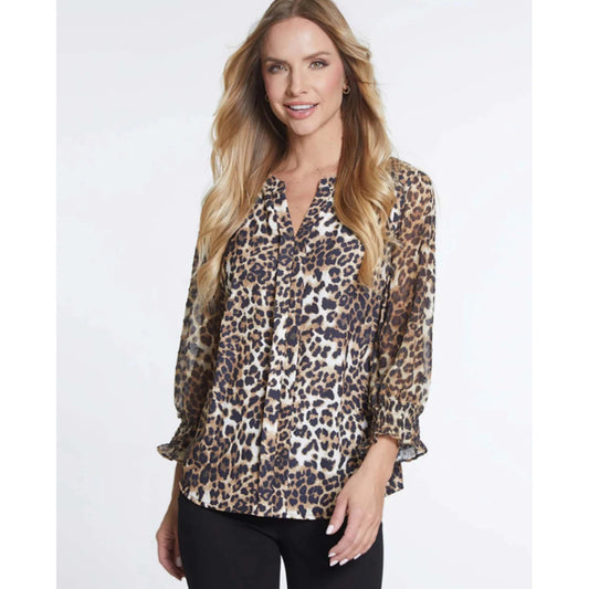 Esther Elbow Shirred Slv  Multi Center Tuck Top