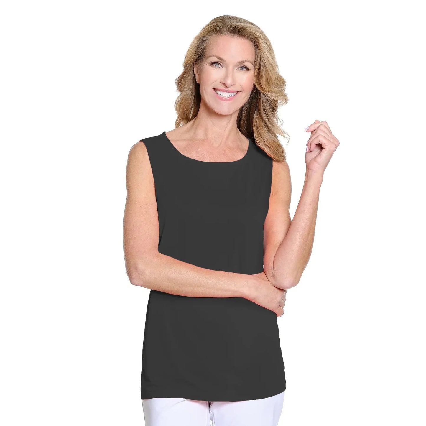 High Neck Tank Top - Black