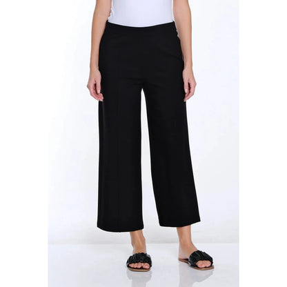 Ponte Wide Leg Crop Pant - Black