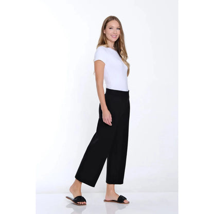 Ponte Wide Leg Crop Pant - Black