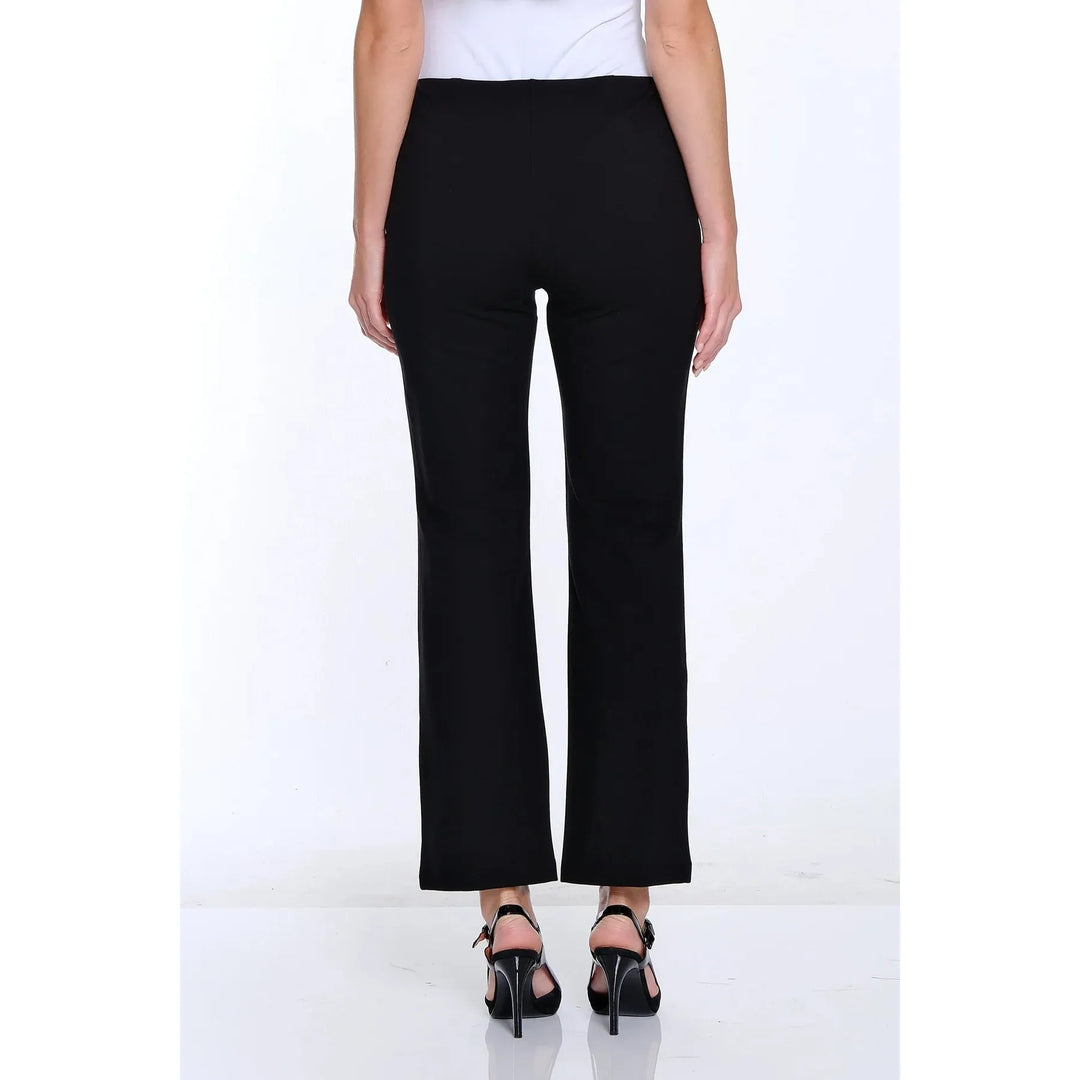 Stretch Ponte Pintuck Flare Leg Pant - Black