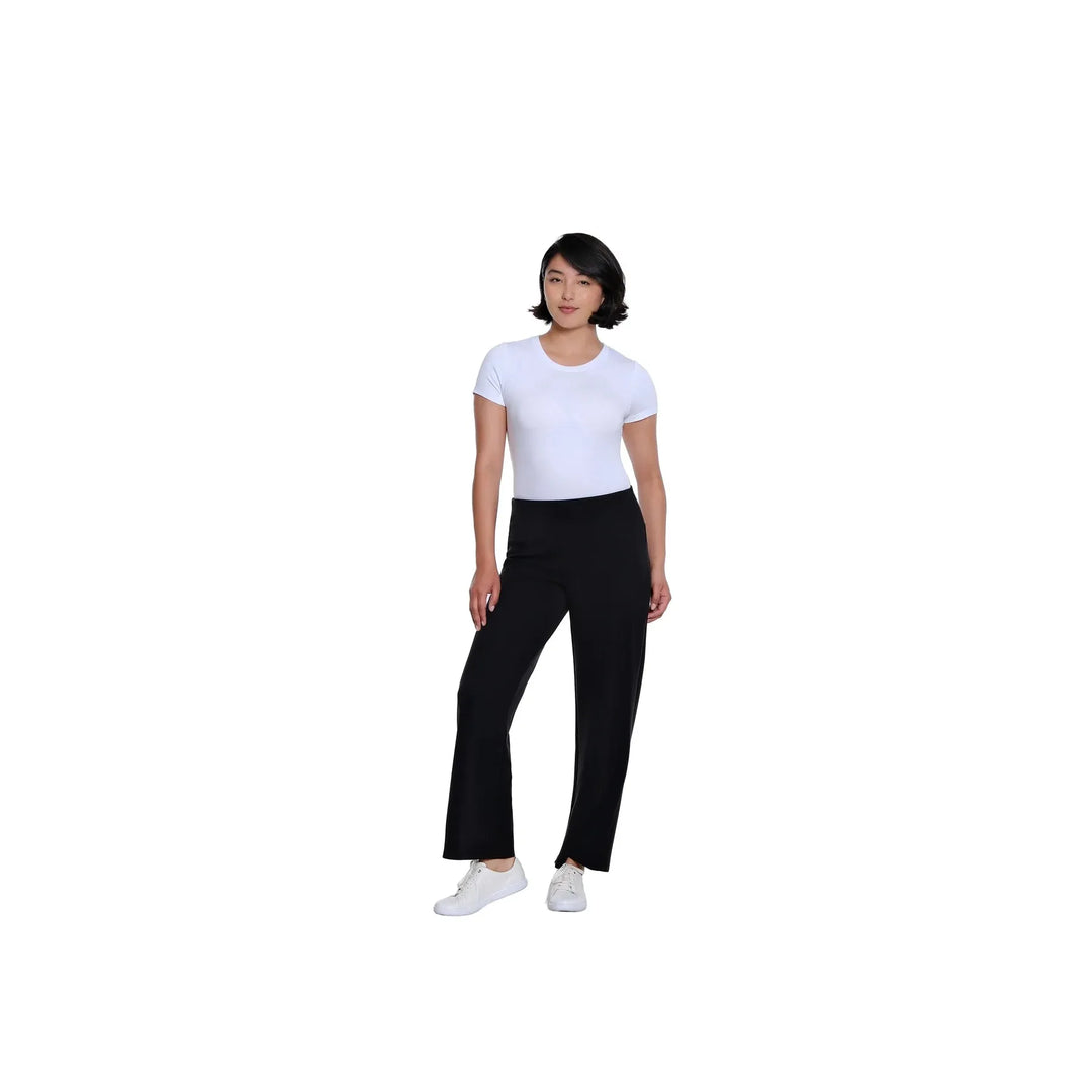 Multiples 3/4 Sleeve Drop Shoulder Wide Neck Hi-Low Knit Top &amp; Pant Set | Black