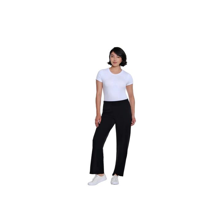 Multiples 3/4 Sleeve Drop Shoulder Wide Neck Hi-Low Knit Top &amp; Pant Set | Black