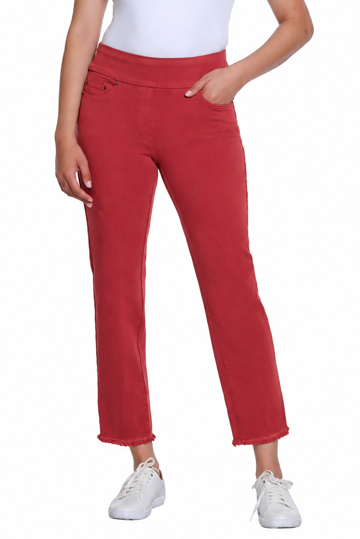 Multiples Brick Fringe Hem Ankle Pant - Front