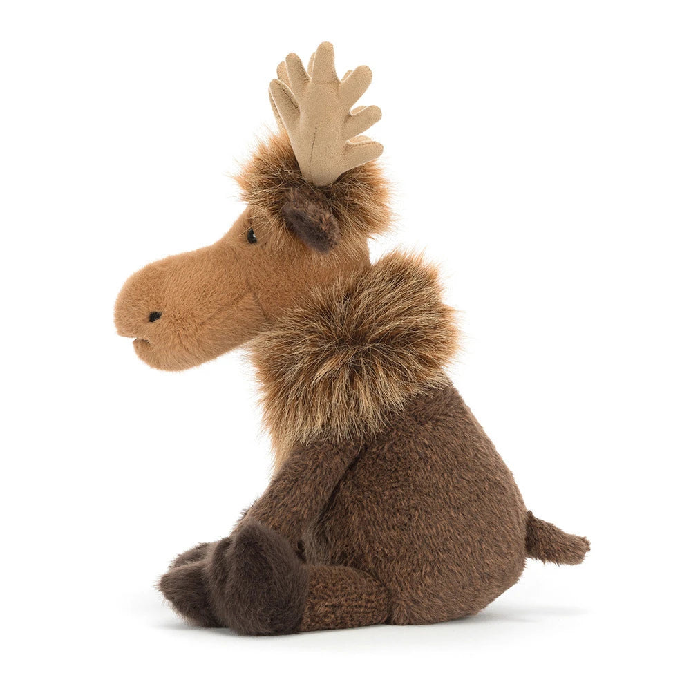 Jellycat Birchly Moose stuffed animal side view with floppy legs