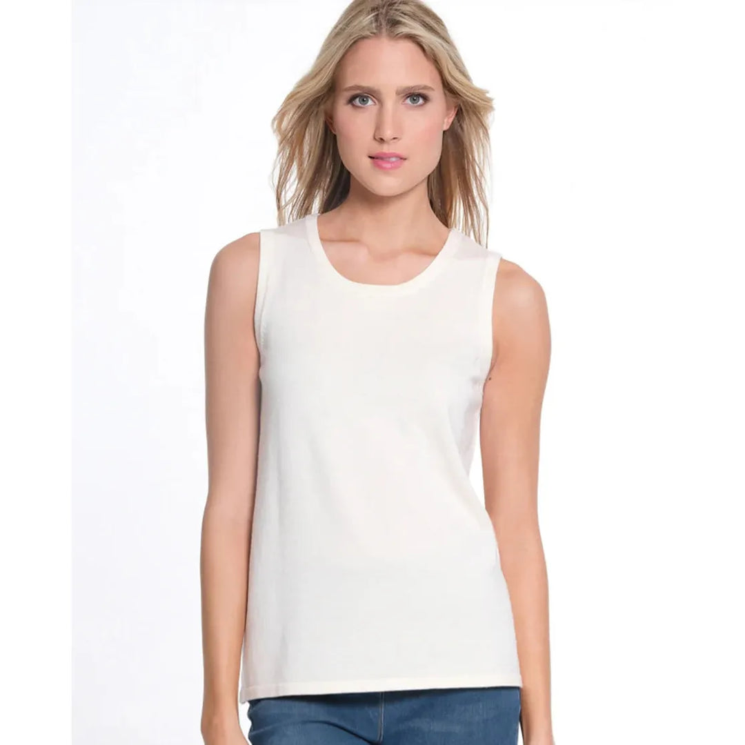 Jewel Neck Tank Sweater - White