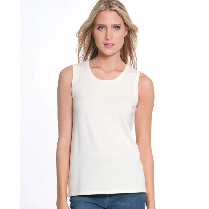 Jewel Neck Tank Sweater - White