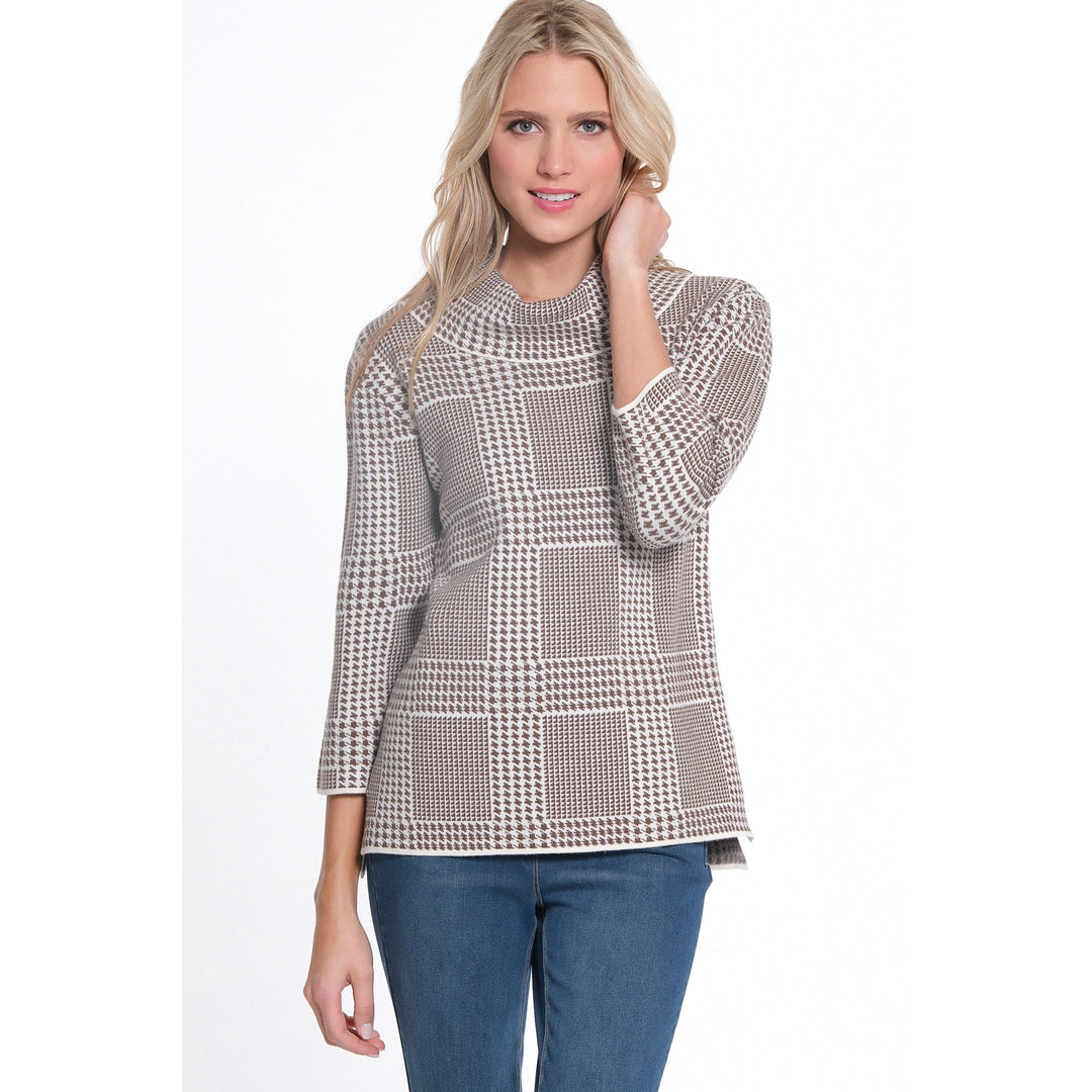 3/4 Drop Shoulder Cowl Collar Sweater Top - Truffle
