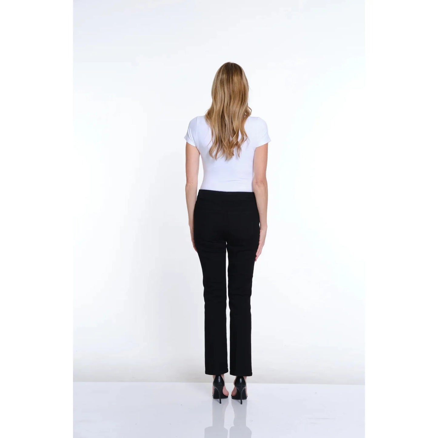 Solid Stretch Suede Flare Leg Jean - Black