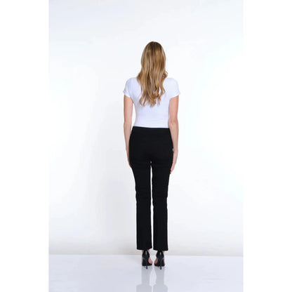 Solid Stretch Suede Flare Leg Jean - Black