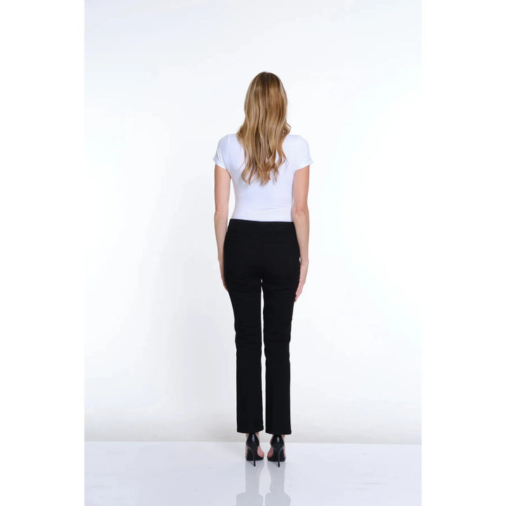 Solid Stretch Suede Flare Leg Jean - Black