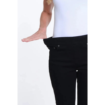 Solid Stretch Suede Flare Leg Jean - Black