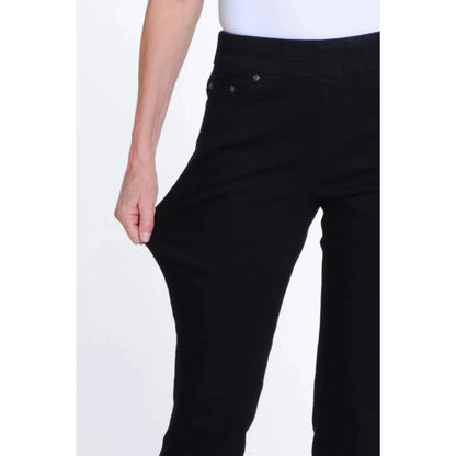 Solid Stretch Suede Flare Leg Jean - Black