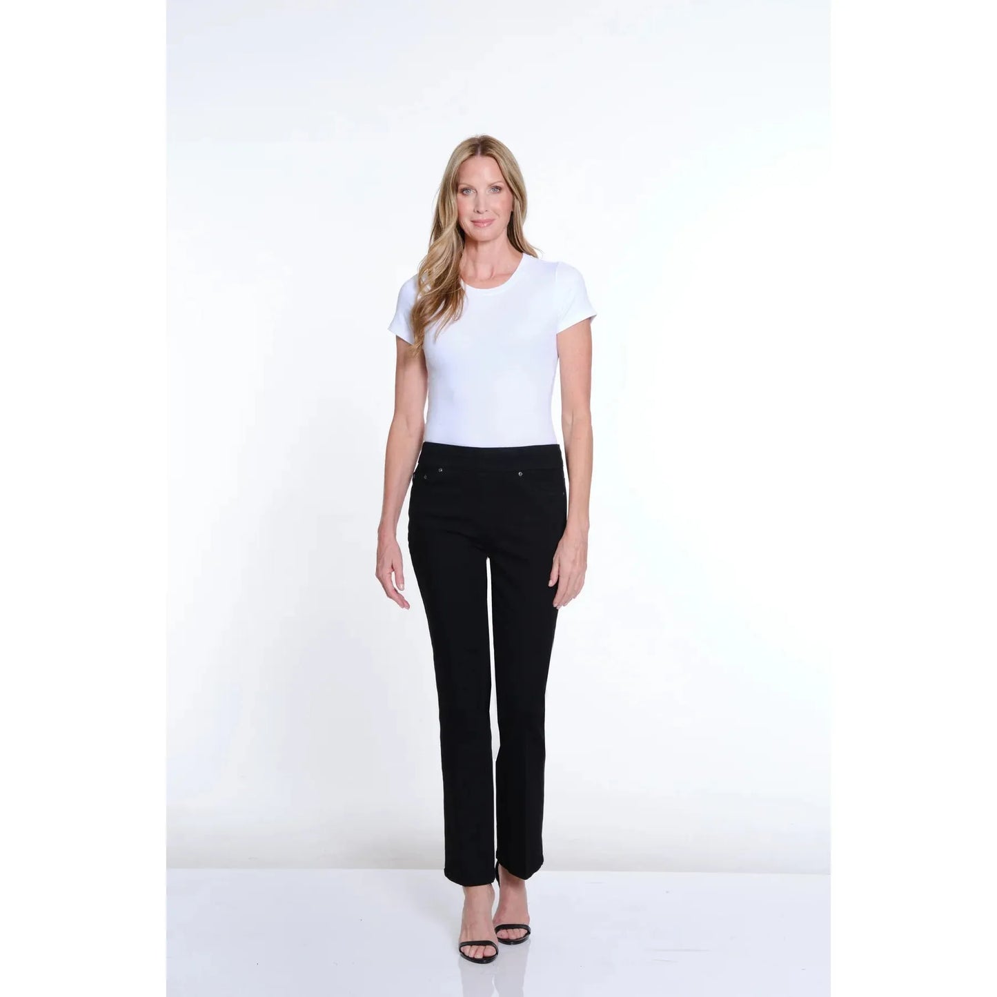 Solid Stretch Suede Flare Leg Jean - Black