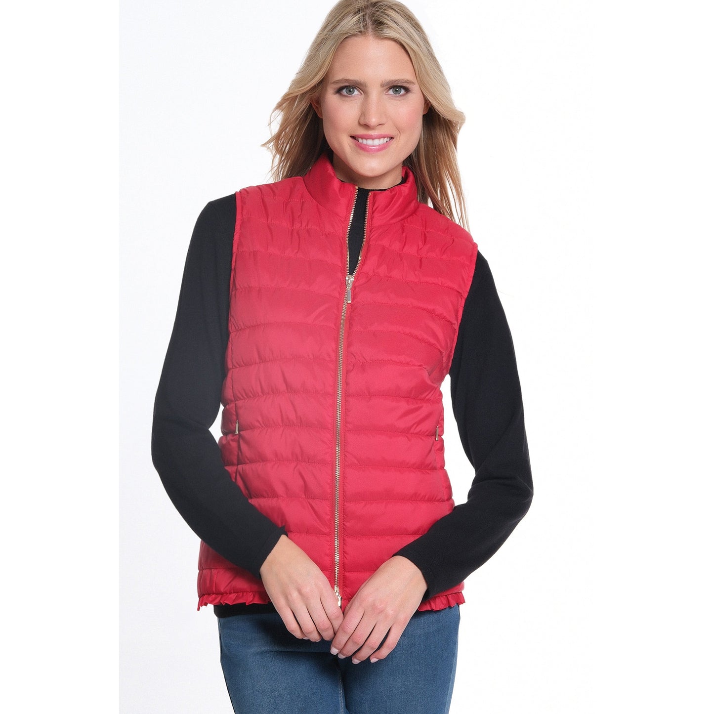 Zip Thru Collar Zip Pocket Quilted Vest