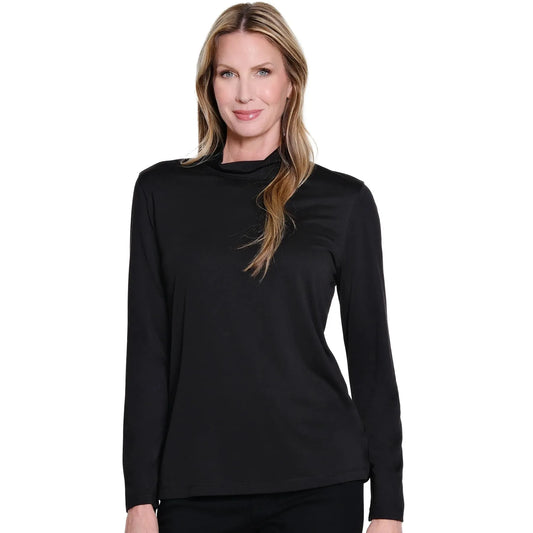 Mock Neck Knit Top - Black