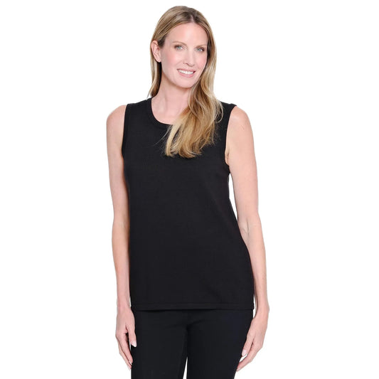 Jewel Neck Tank Sweater - Black