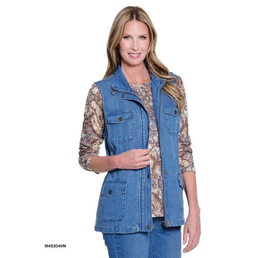 Snap & Hidden Zip Thru Collar Drawstring Waist Jacket