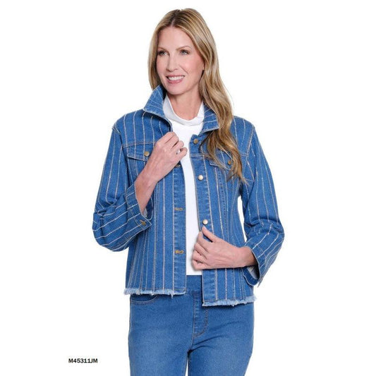 Cuffed Long Sleeve Drop Shoulder Fringe Hem Jacket