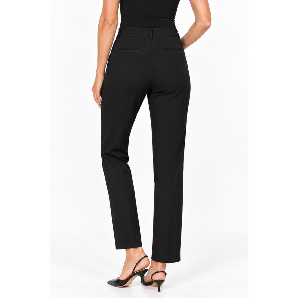 Multiples women's black slight boot cut twill pant - side view