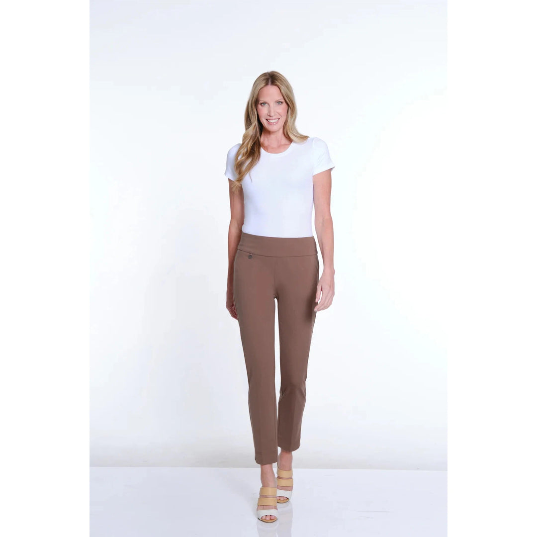 Pull-On Solid Ease-y-Fit Knit Ankle Pant - Truffle