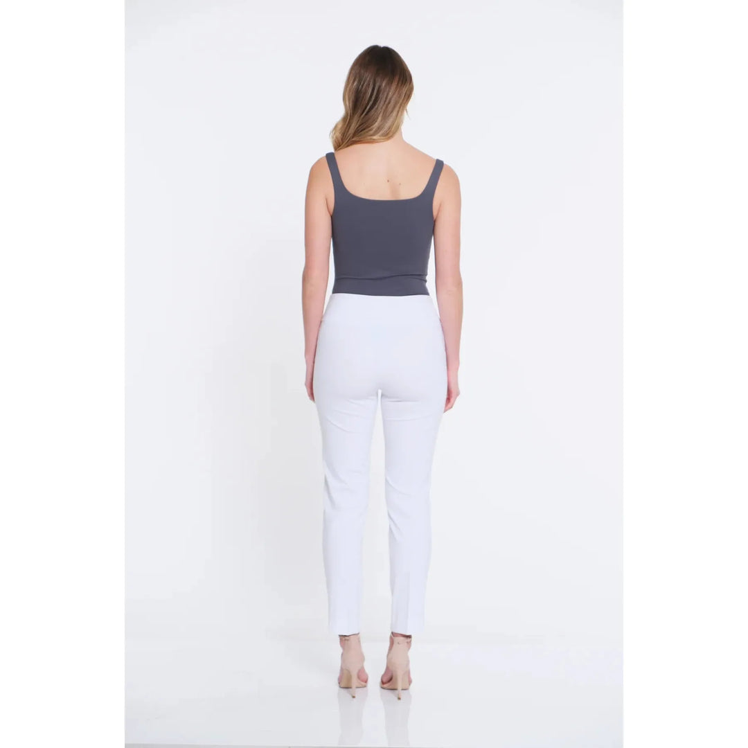Multiples Ease-Y-Fit Wide Band Ankle Pant - White