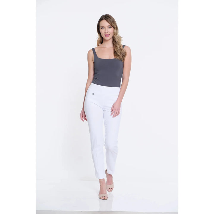 Multiples Ease-Y-Fit Wide Band Ankle Pant - White