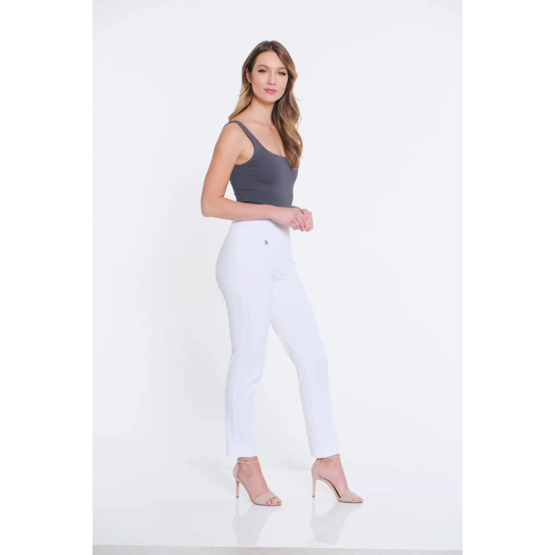 Multiples Ease-Y-Fit Wide Band Ankle Pant - White