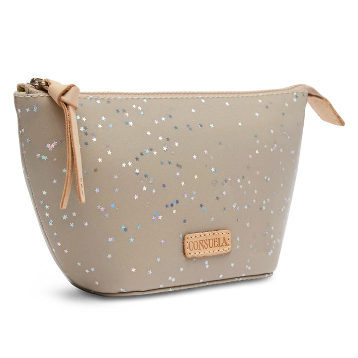 Consuela Faye Medium Kit - Dove Grey Glitter Travel &amp; Makeup Bag
