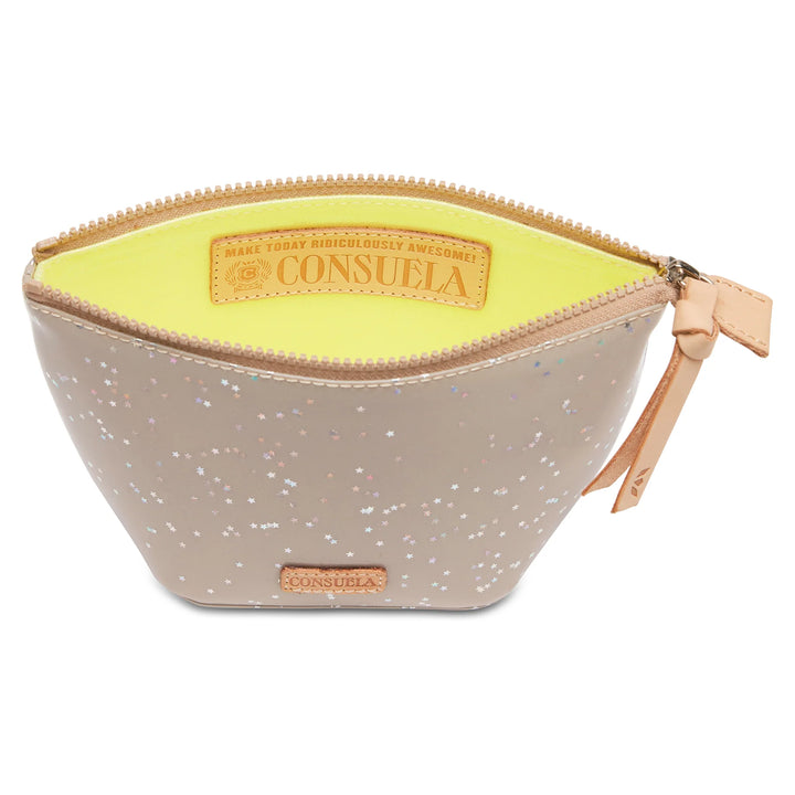 Consuela Faye Medium Kit - Dove Grey Glitter Travel &amp; Makeup Bag