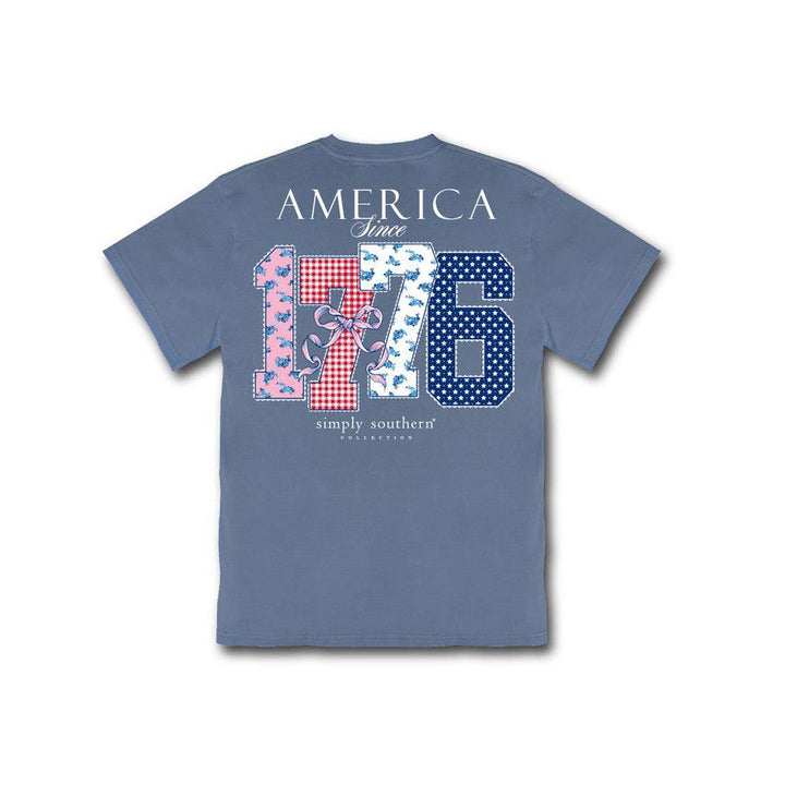Simply Southern America Since 1776 Mineral Wash T-Shirt - Overcast Blue