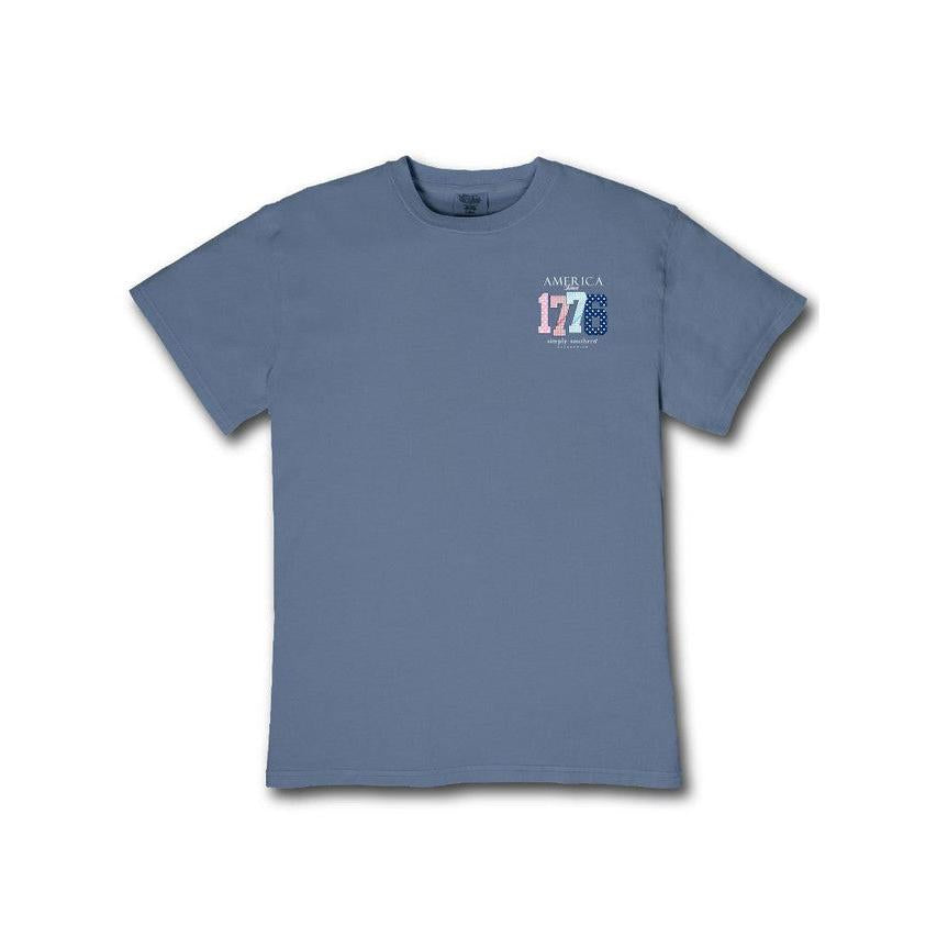 Simply Southern America Since 1776 Mineral Wash T-Shirt - Overcast Blue