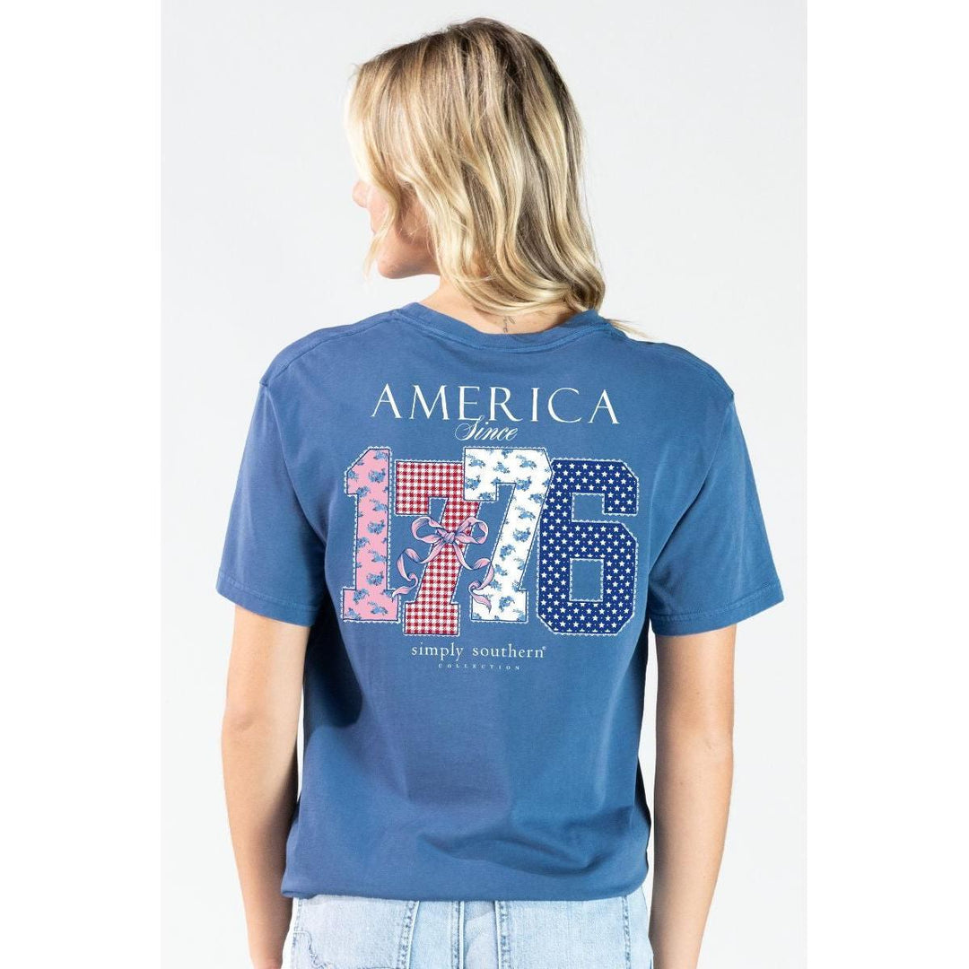 Simply Southern America Since 1776 Mineral Wash T-Shirt - Overcast Blue