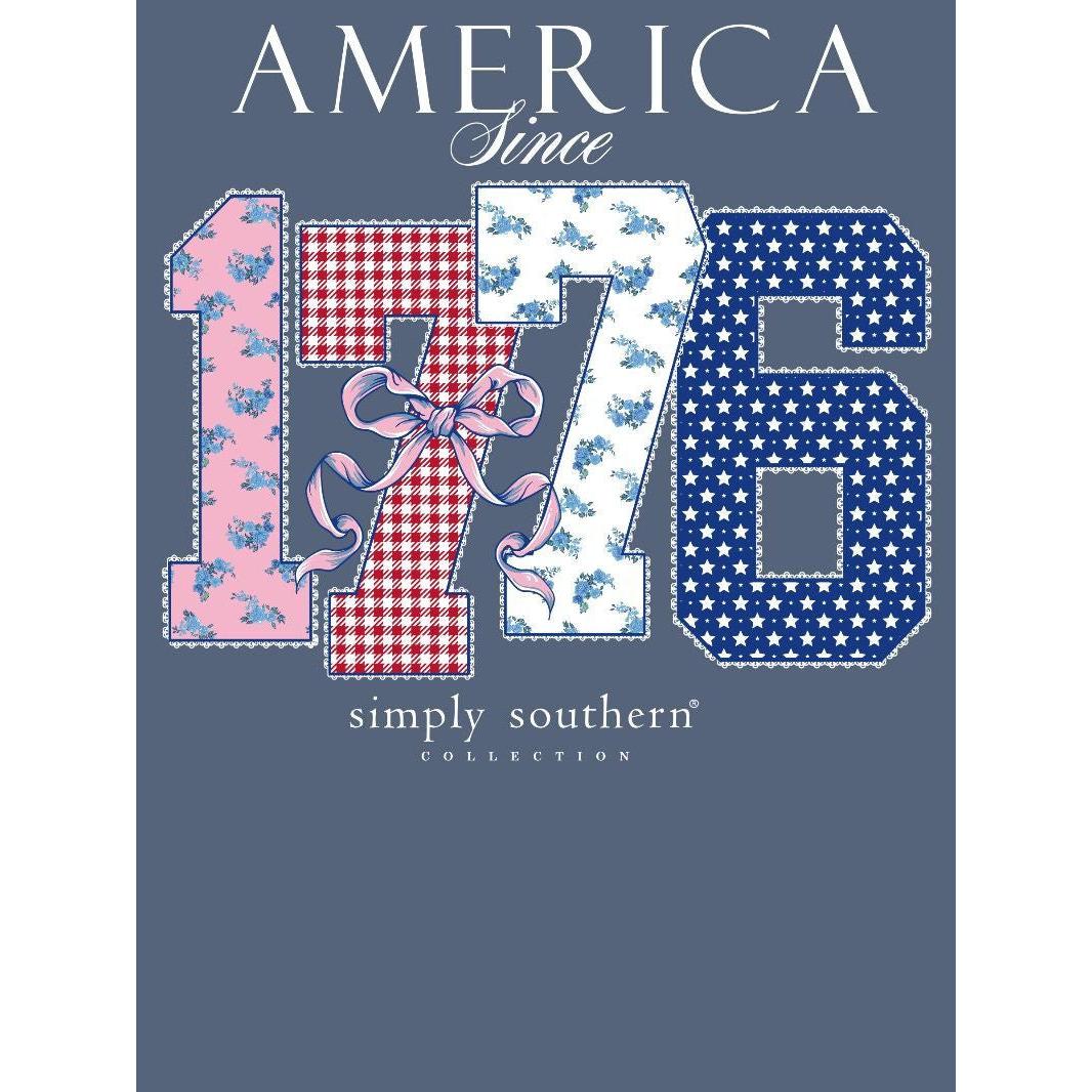 Simply Southern America Since 1776 Mineral Wash T-Shirt - Overcast Blue