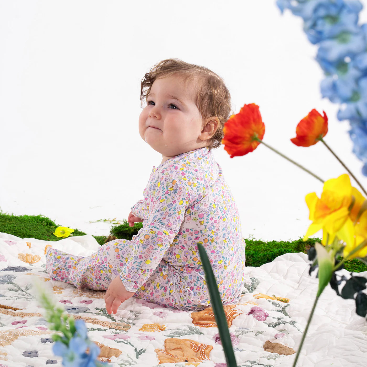 Bunny Blossom Magnetic Footie - TENCEL™ Modal Magnetic Closure Sleeper