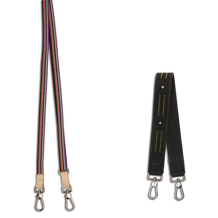 Consuela Max Midtown Crossbody straps: long adjustable woven crossbody strap and short black shoulder strap