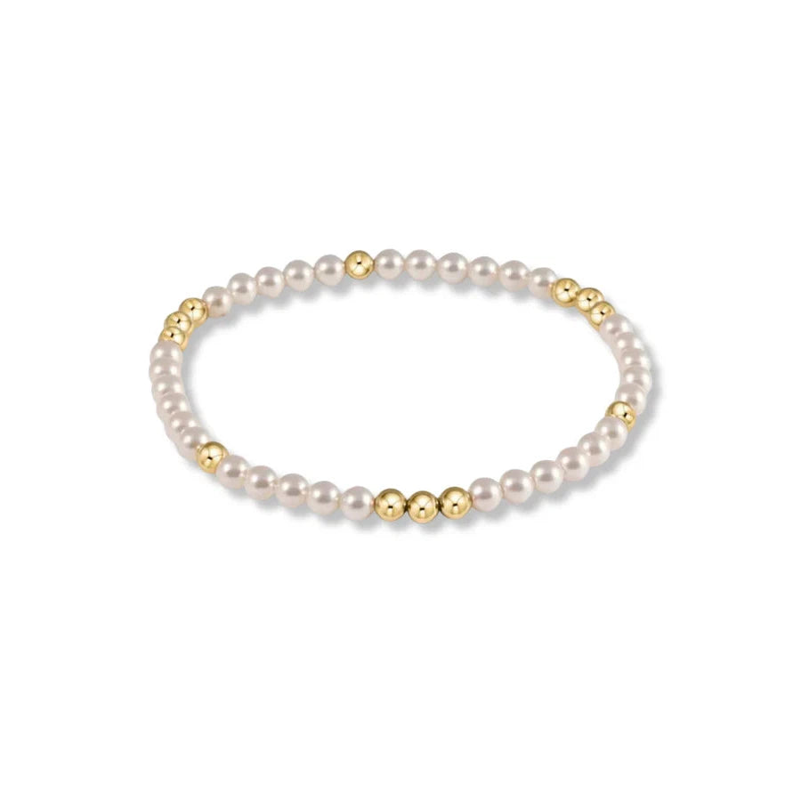 Worthy Pattern 3mm Bead Bracelet - Pearl