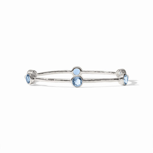 Close-up of the Julie Vos hallmark and the pure silver plating on the interior of the Milano Bangle.