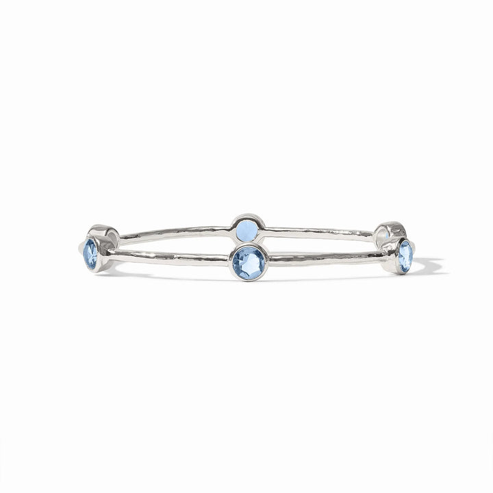 Close-up of the Julie Vos hallmark and the pure silver plating on the interior of the Milano Bangle.