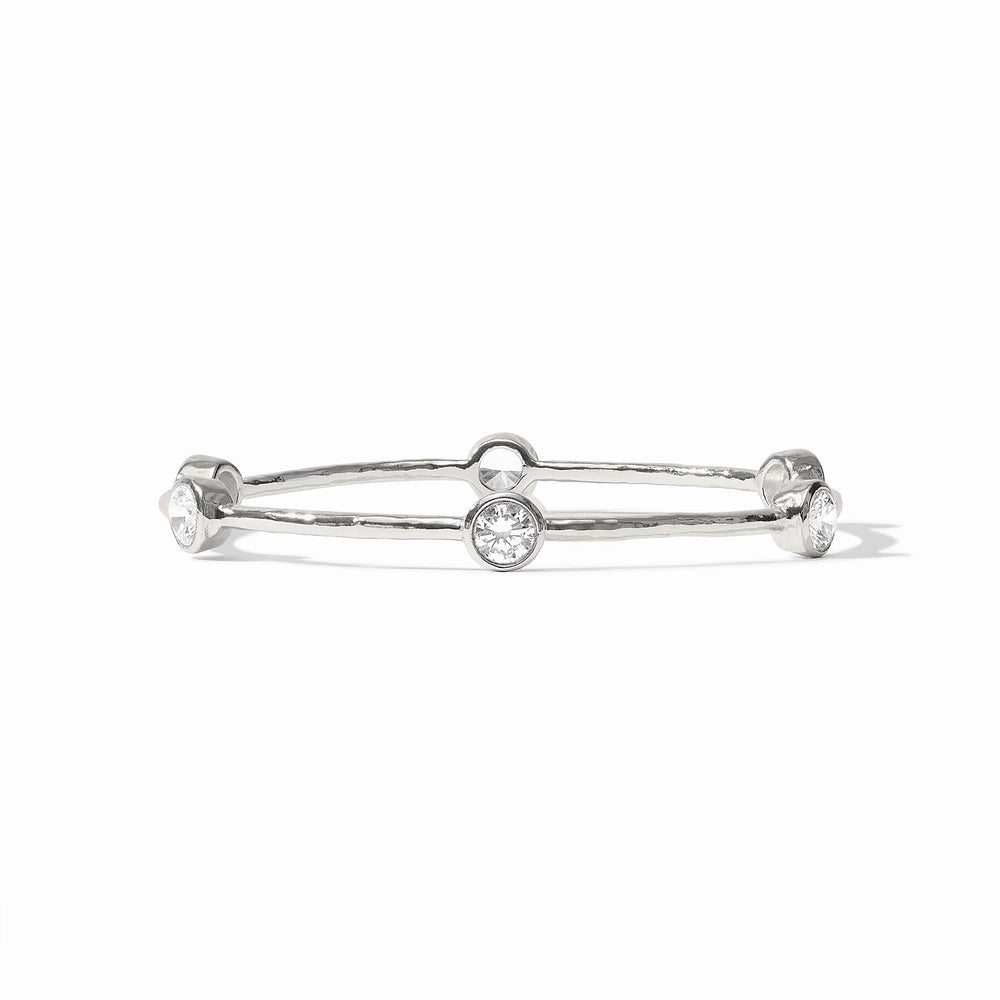 Julie Vos Milano Bangle in silver featuring a hand-hammered texture and polished finish.