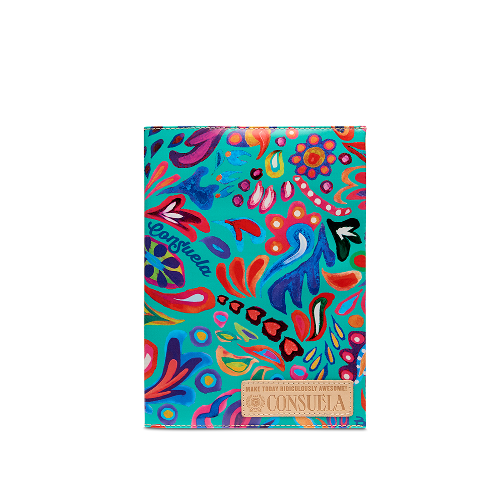 Consuela Tasha Notebook Cover featuring a colorful floral ConsuelaCloth exterior.