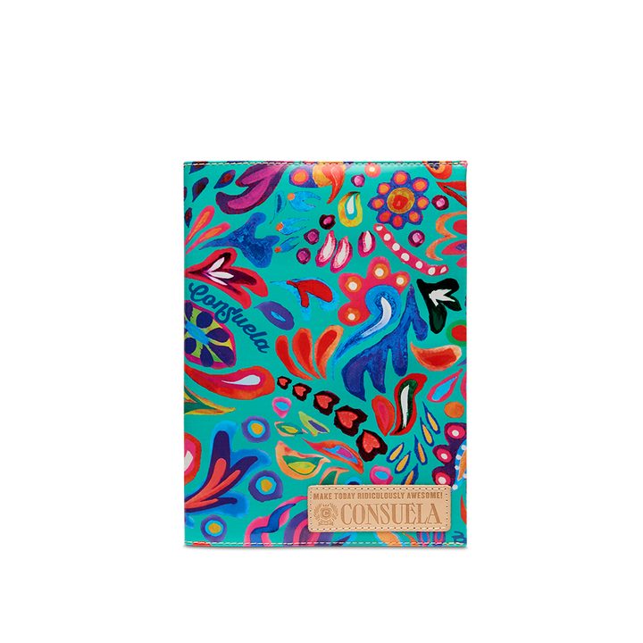 Consuela Tasha Notebook Cover featuring a colorful floral ConsuelaCloth exterior.