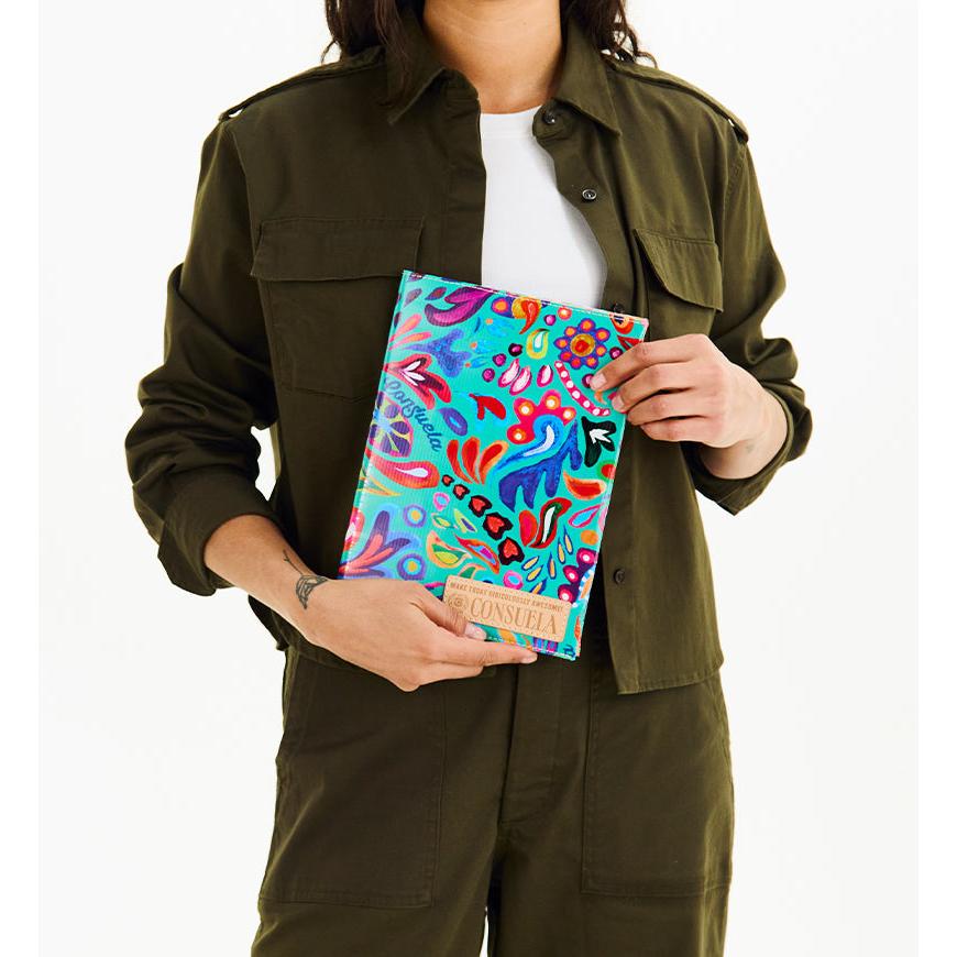 Consuela Tasha Notebook Cover featuring a colorful floral ConsuelaCloth exterior.