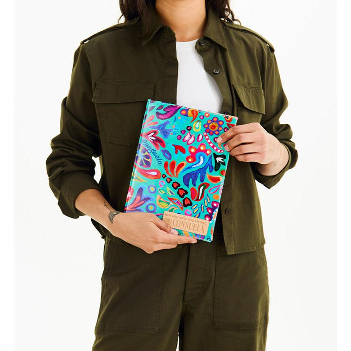 Consuela Tasha Notebook Cover featuring a colorful floral ConsuelaCloth exterior.