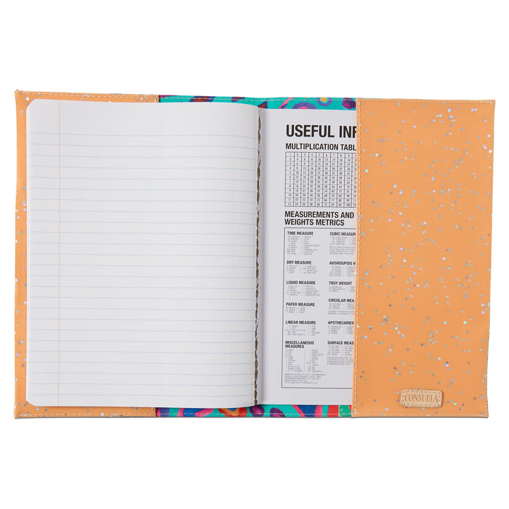 Consuela Tasha Notebook Cover featuring a colorful floral ConsuelaCloth exterior.