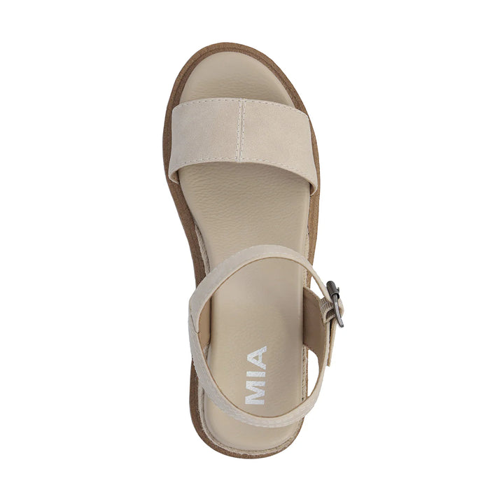 MIA Shoes Ophidia Wedge Sandal - Ecru Strappy Platform Wedge