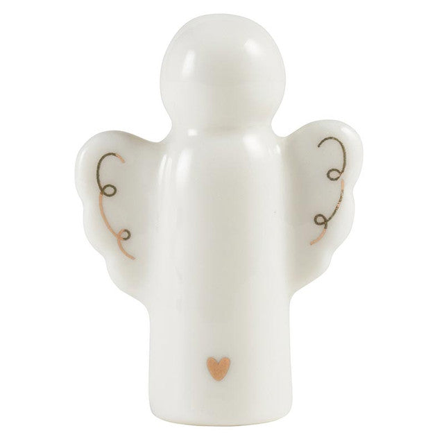 Angel Ceramic Figurine In Pine Wood Box