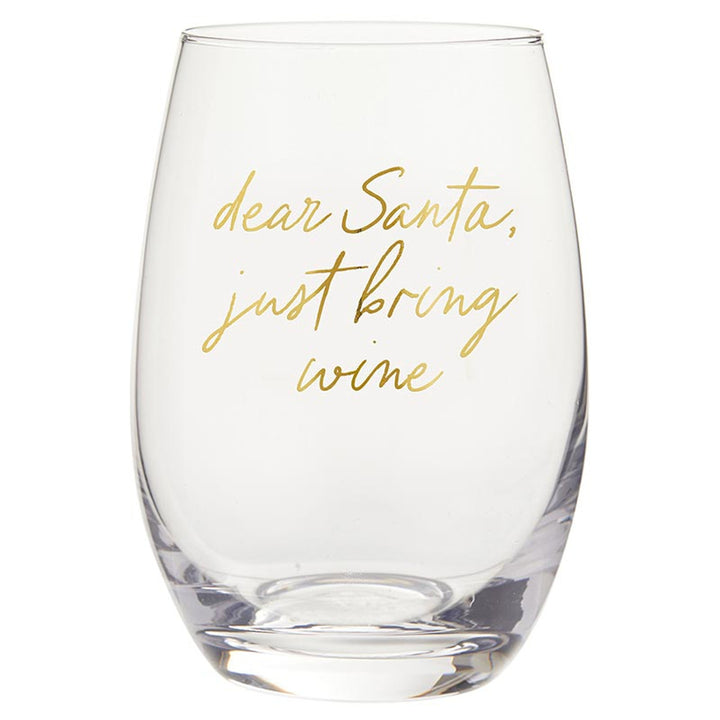 Dear Santa Stemless Wine Glass