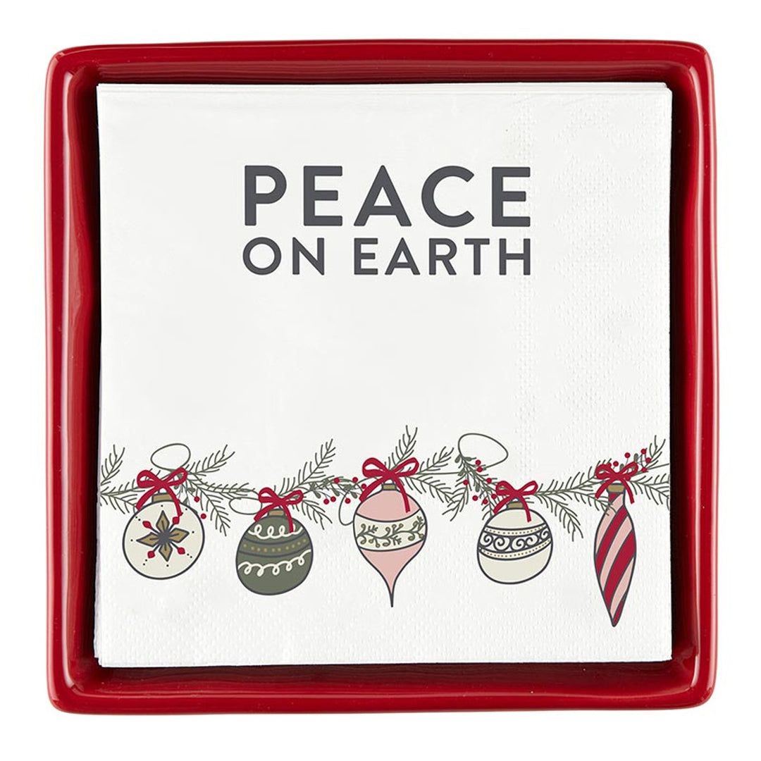 Peace on Earth Napkin Tray &amp; Napkin Gift