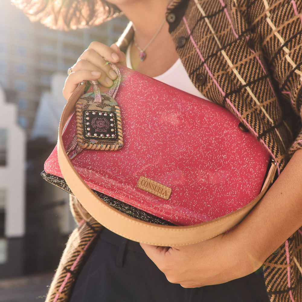 Consuela Bae Metro Crossbody glitter lifestyle shot women's boutique gift crossbody bag